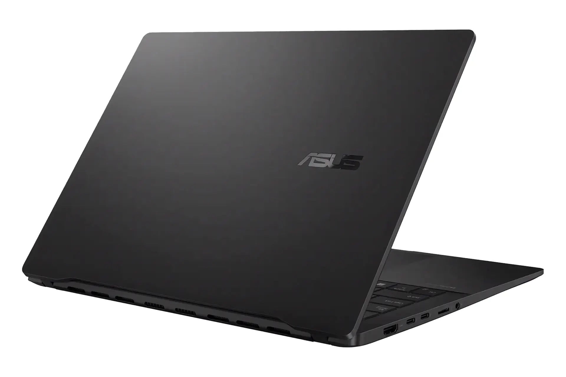 نمای نیمرخ پنل پشت لپ تاپ Vivobook S 14 Q423SA ایسوس با نمایش منافذ عبور هوا، لوگو و لبه سمت چپ