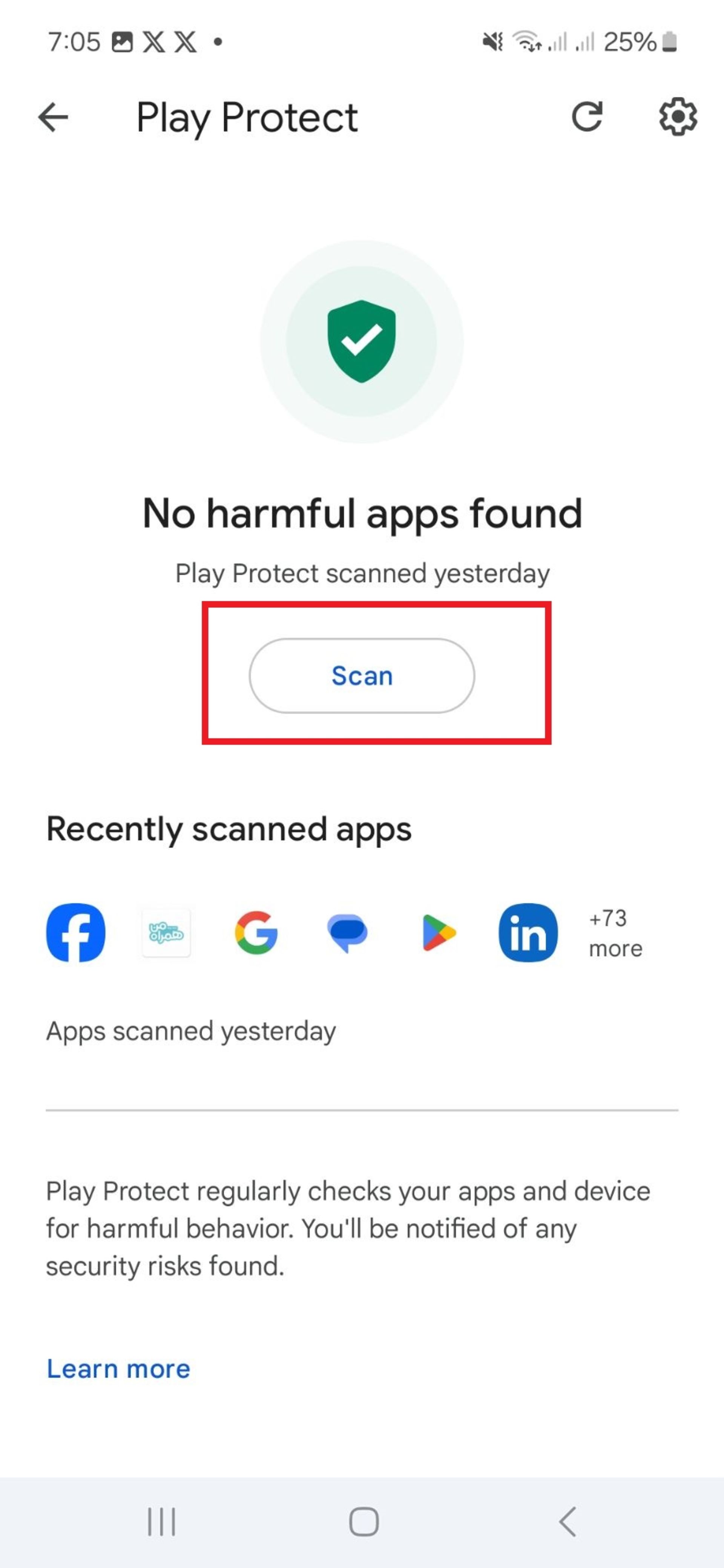 اسکن در play protect