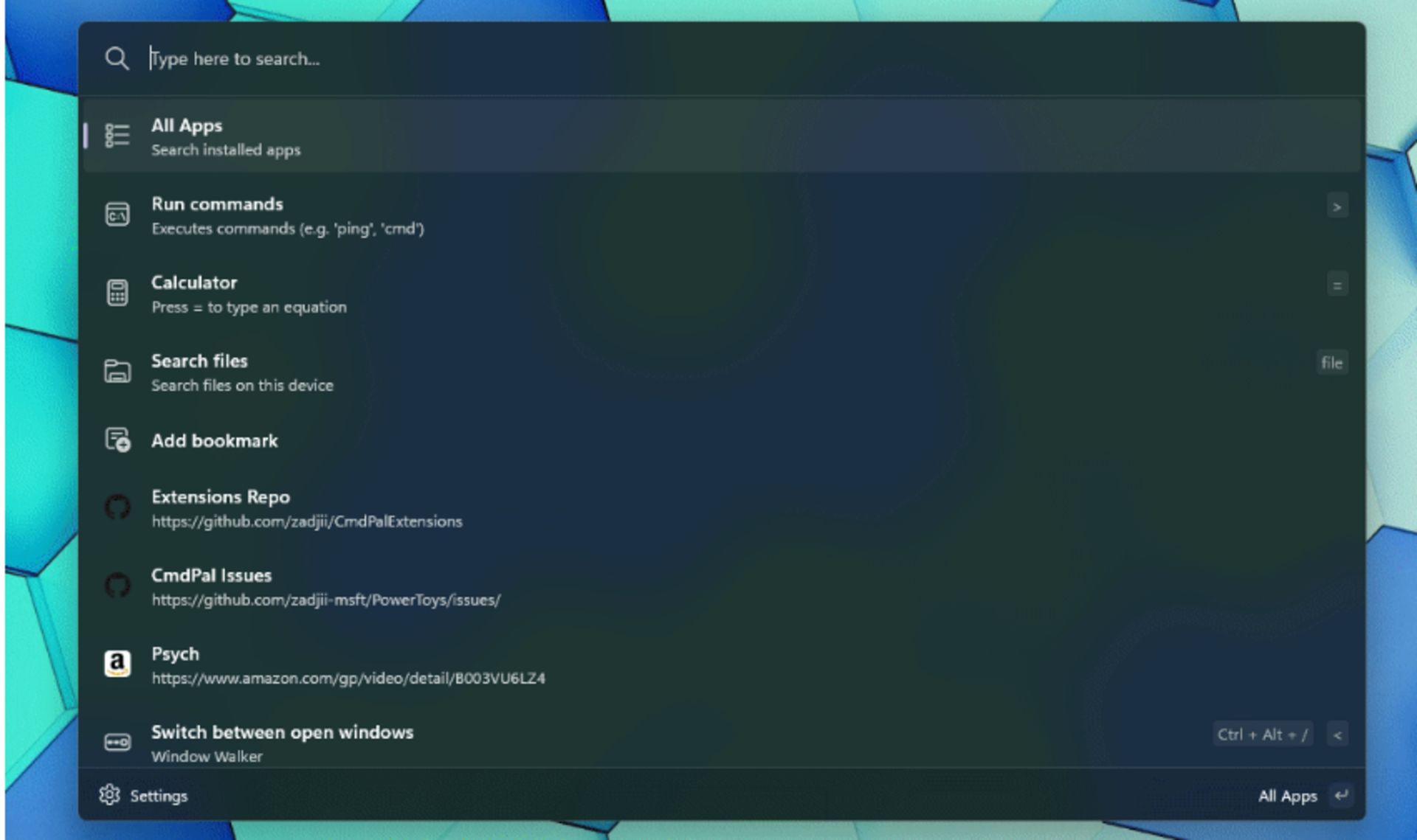لانچر Command Palette ویندوز